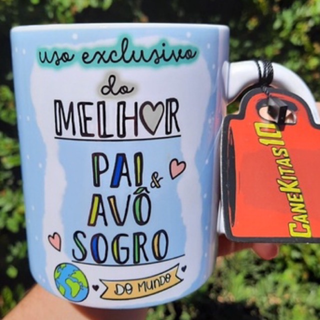 Caneca PAI AVÔ SOGRO + NOME (cerâmica branca 325 mL) - USO EXCLUSIVO DO MLHOR PAI, AVÔ E SOGRO DO MUNDO - XÍCARA - pai paizão família filho filha filhos filhas presente pai paizao sogrão avô vô vo vó cunhado