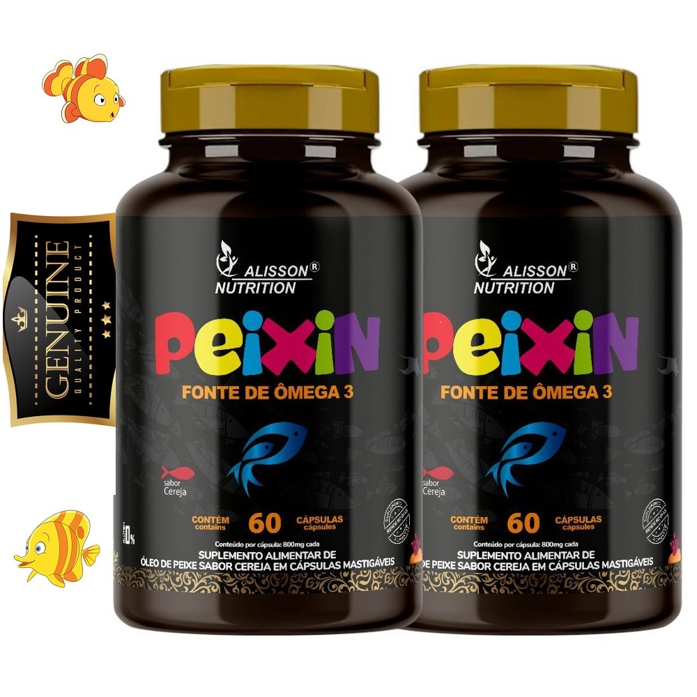 Ômega 3 Kids Crianças Infantil Mastigável Cereja Peixin 2x60cápsulas