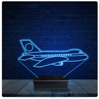 Luminária Led Acrilico Abajur - Avião jato Boeing Airbus 01