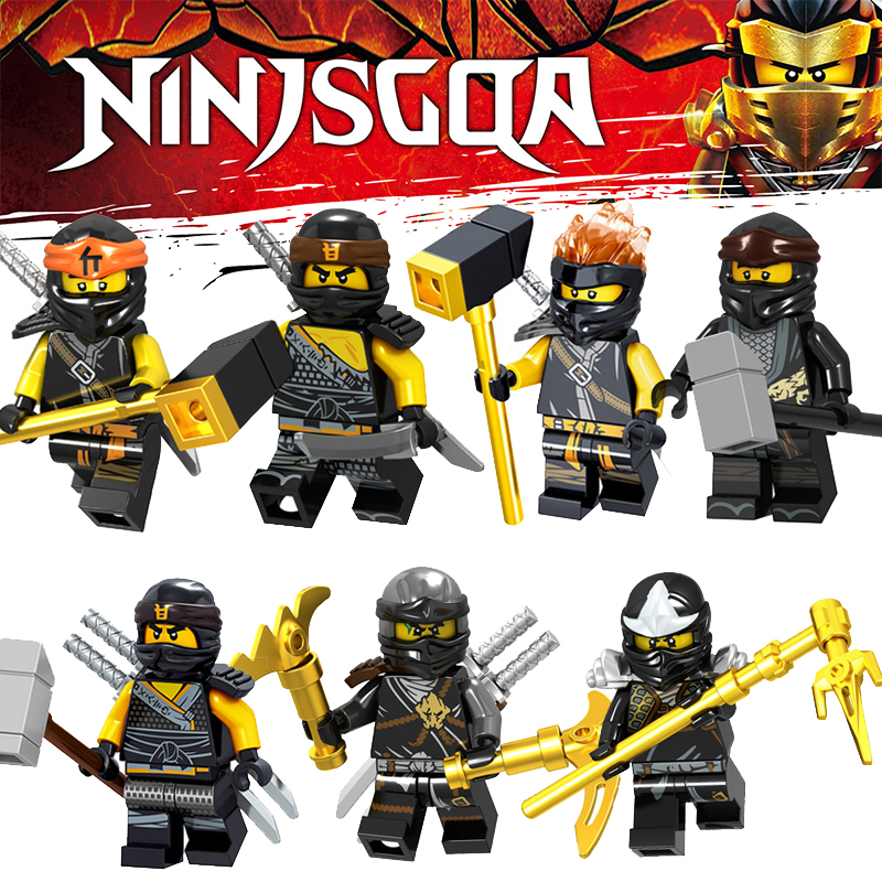 7pcs Blocos De Construção De Jay Kai Zane Lloyd Cole Ninjago Nya Harumi Garmadon Compatível Lego Ninja Filme Minifigures Brinquedos