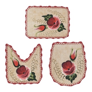 4 Kit Tapete Banheiro Emborrachado Pintado A Mao Bico Croche