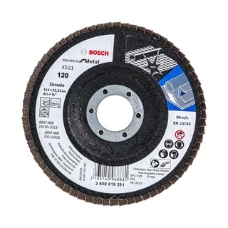 Disco Flap 115mm Bosch Grão 120 Standard for Metal Curvo Fibra de Vidro
