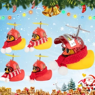 Ornamento Do Carro Pato Com Capacete Pequeno Pato Amarelo Com Lenço Do Carro Pato Em Pé Com Capacete Airscrew Presente De Natal