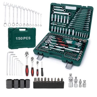Jogo de Ferramentas 150 Peças Para Mecânico Manual Profissional de Aço