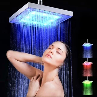Ducha De Chuveiro Com Led Com Cabeça Quadrada Com Sensor De Cor Automática / Sensor De Temperatura Para Banheiro