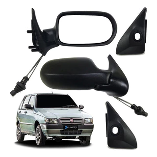 Retrovisor + Acabamento Uno Way Economy Fire 2006/2010 4 Portas Com Controle