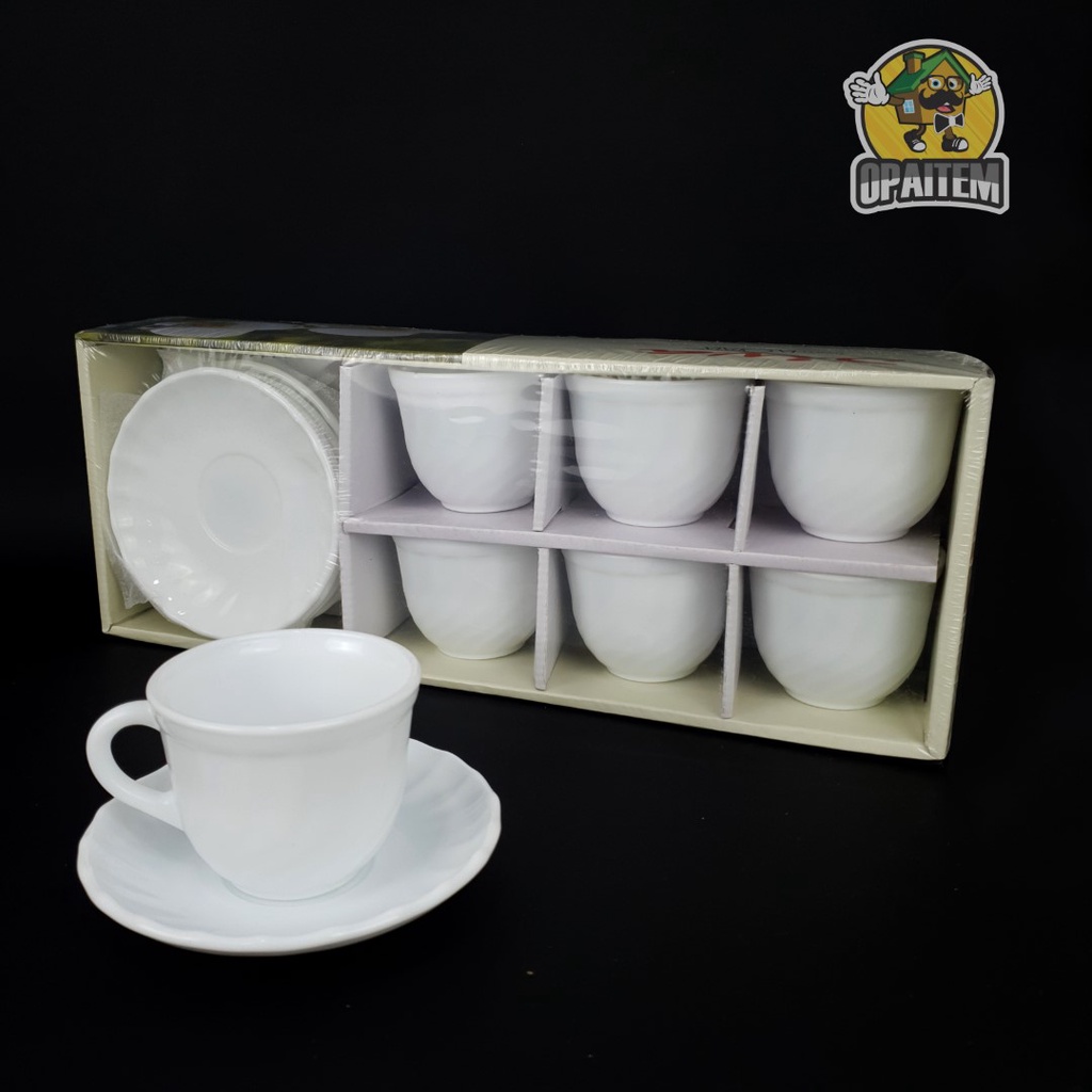 Conjunto de Xícaras com Pires Brancas 190ml Opaline Tulip C/ 6 Und
