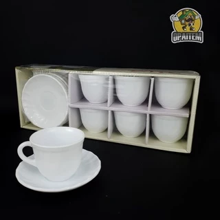 Conjunto de Xícaras com Pires Brancas 190ml Opaline Tulip C/ 6 Und