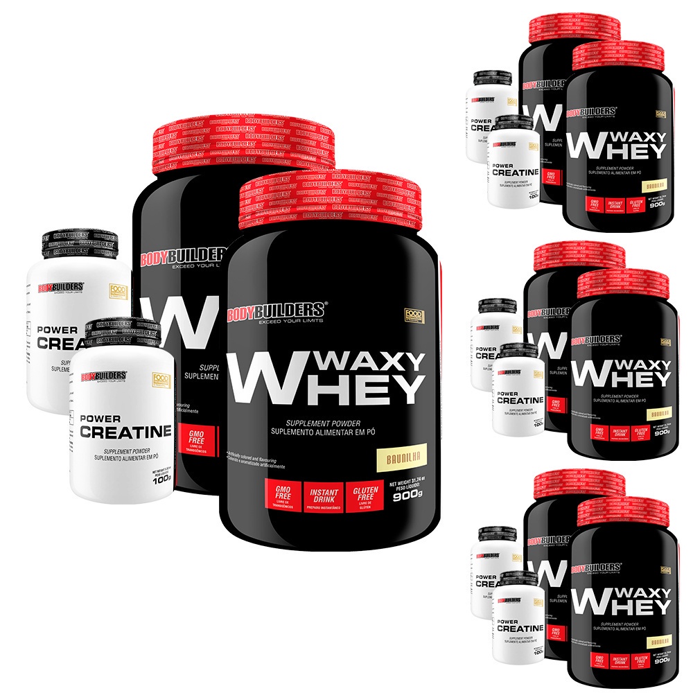 SUPER COMBO AMIGOS: 8x Whey Protein 900g, 8x POWER Creatina 100g – Bodybuilders