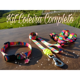 Kit Coleira Peitoral Completo Guia + Coleira de Pescoço, Coleira para Cachorro Coleira para Cão