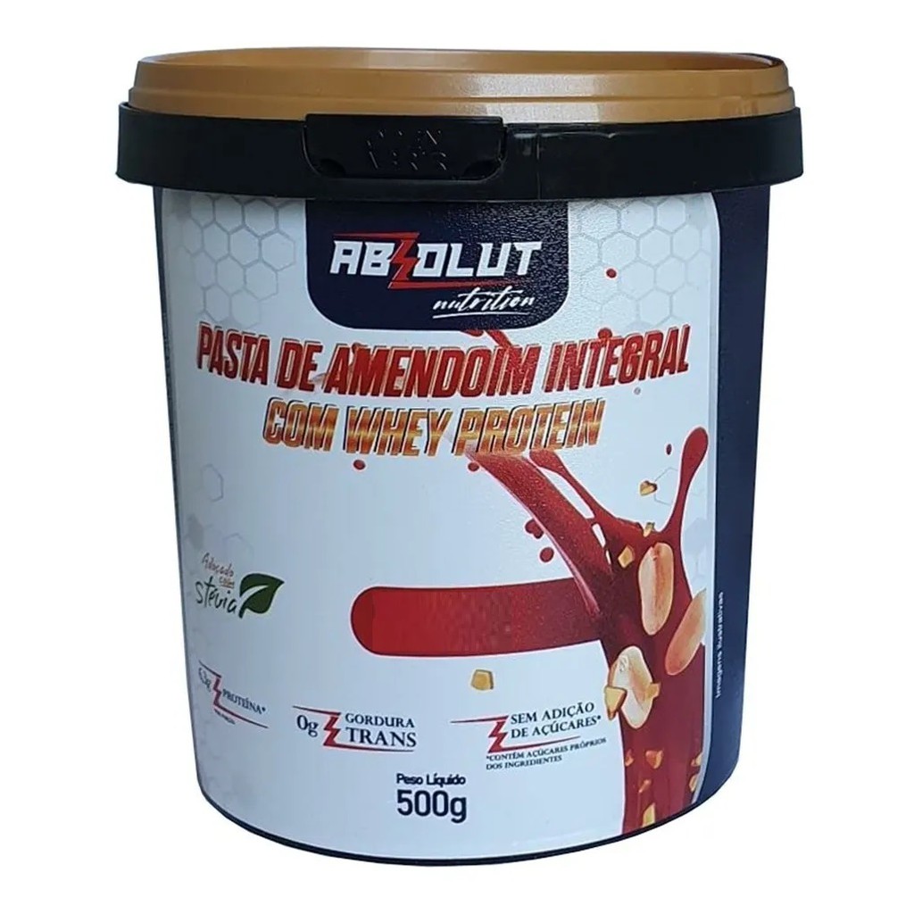 Pasta De Amendoim Integral Gourmet 500g Absolut nutrition todas com Whey Protein (exceto a tradicional) MELHOR PREÇO!