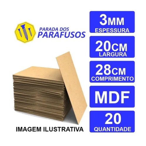 20 Placa Quadro Chapa Mdf Cru 3mm 20x28 Artesanato