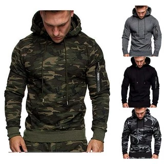 Moda Masculina Casual Manga Longa Camuflagem Pullover Hoodies