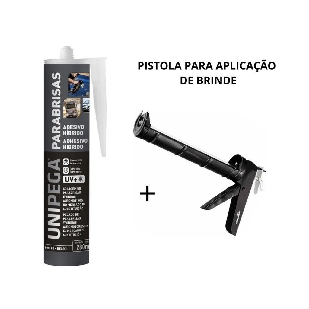 Cola Pu Parabrisa Vidro Automotivo Preta 400g + Brinde