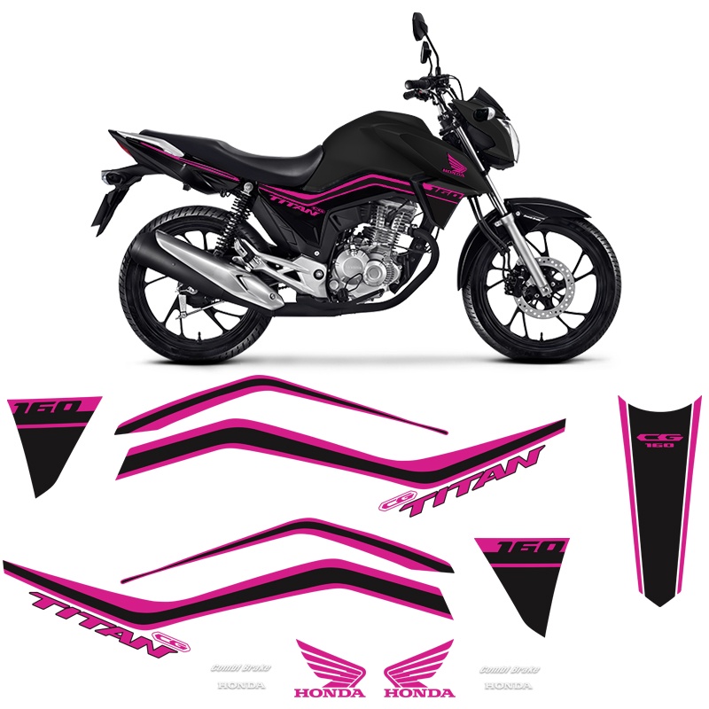 Kit Adesivo Carenagem Moto Honda Cg Titan 160 2022 Vermelho