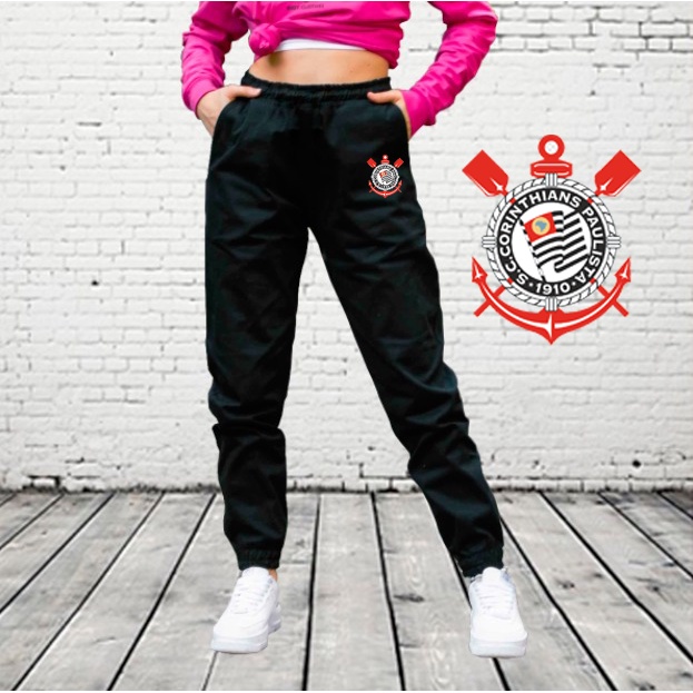 Calça Jogger Tactel Feminina *Corint*hians* timão tamanho unico