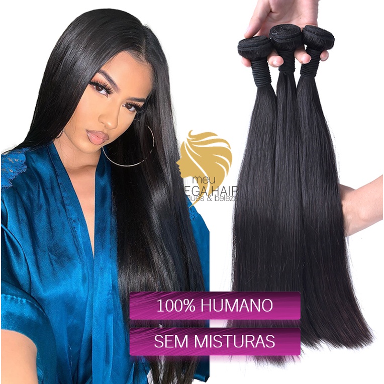 Cabelo Humano Liso Telado Mega Hair 50 Centímetros 100 Gramas. Novidade ...