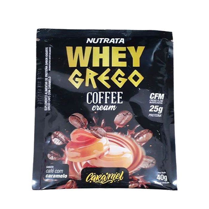 Whey Grego Sachê (40g) – Vencimento 31/05/2022 – Nutrata – Coffee Cream Caramelo