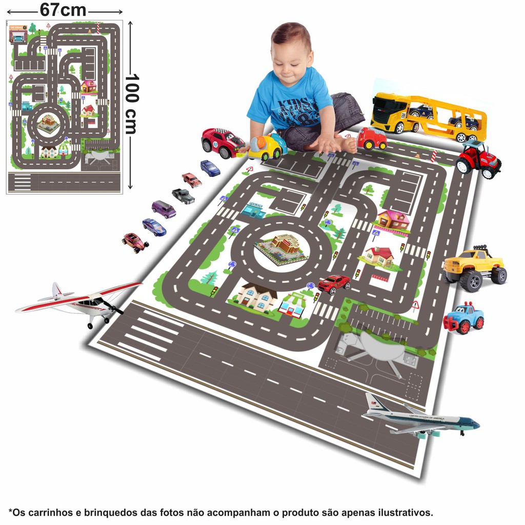 Tapete Ilustrativo Pista Carrinho Hot Wheels 0,60x1,20m