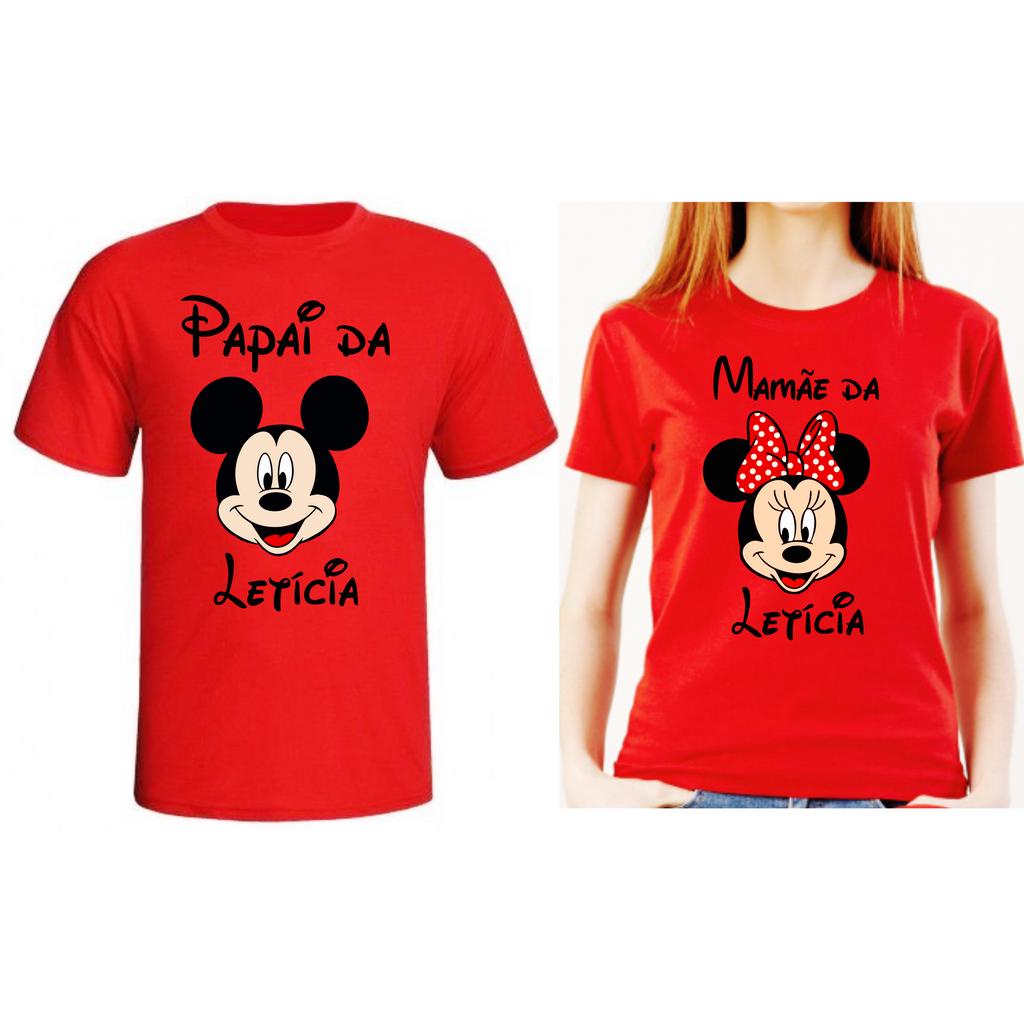Duas Camisetas Minnie ou Mickey Personalizadas para Aniversario