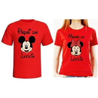 Duas Camisetas Minnie ou Mickey Personalizadas para Aniversario