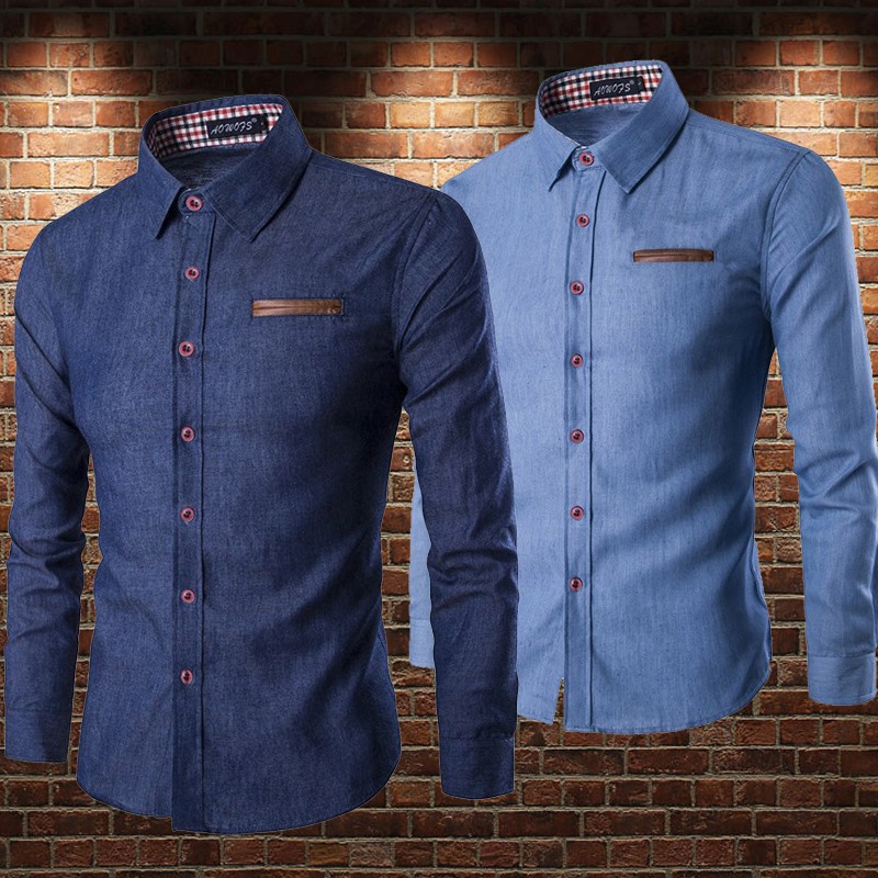 Camisas social hot sale jeans masculina