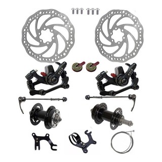 Kit Freio A Disco Bike Cubos Aço 36 Furos Adaptador Pinça