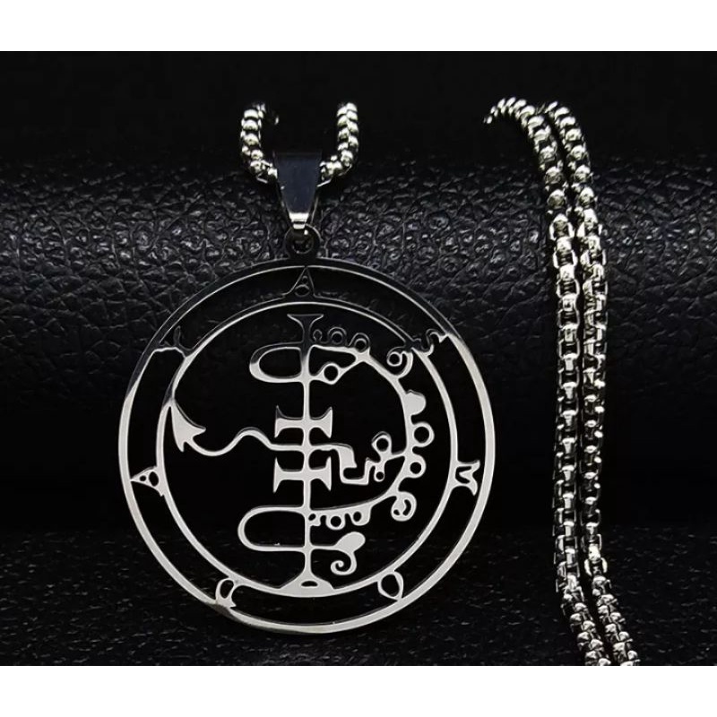 Colares aço inoxidável goetia sigilos, Lúcifer, Asmodeus, Astaroth