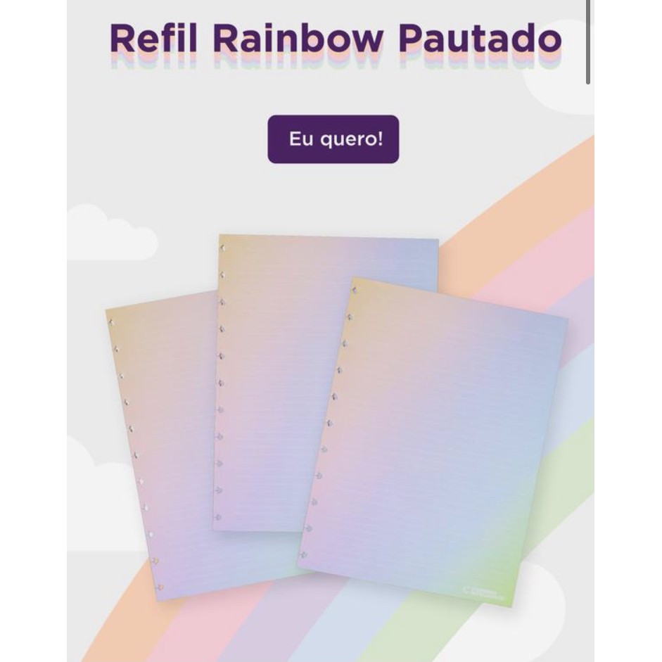 Caderno Inteligente Refil Folha Pautada Pautado Arco Iris Rainbow Linha Branca Shopee Brasil 7358