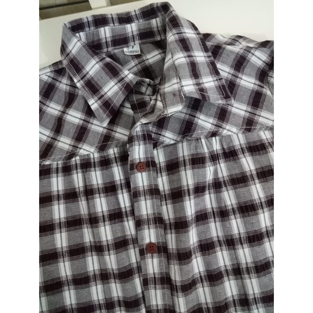 Camisa Casual Marshall Xadrez Manga Longa Branca Preta