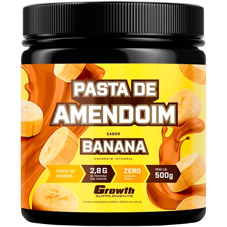 Pasta de Amendoim Integral - Sabor Banana - 500g - Growth Supplements ...