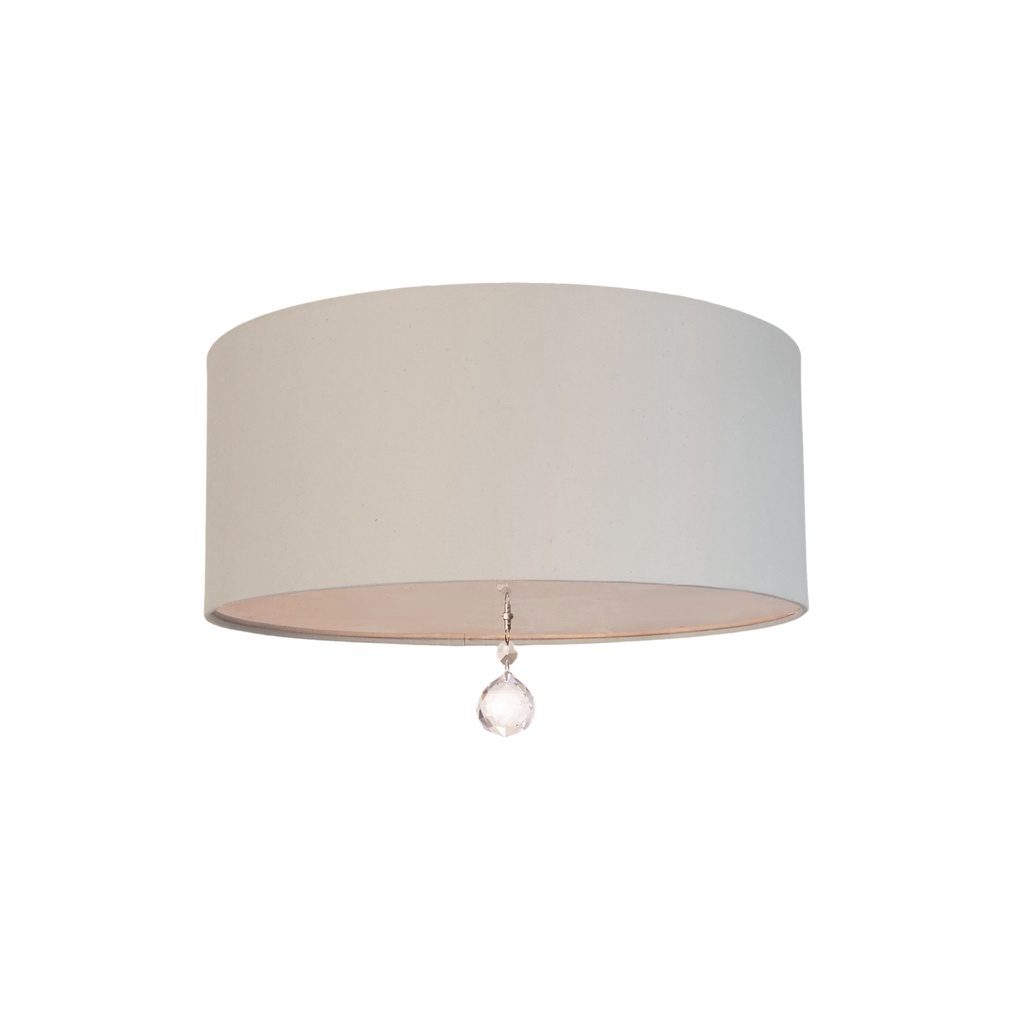 Luminária Plafon Com Cristal Cúpula Cinza 30x15 2E27 Bivolts