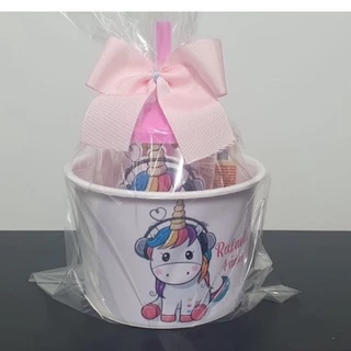 10 balde personalizado pipoca prova celofane unicórnio