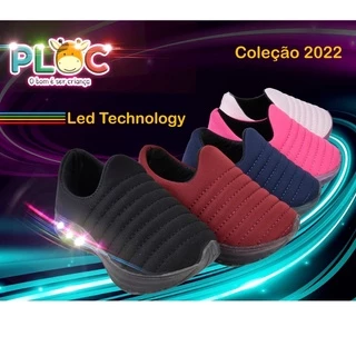 Tênis Led Infantil Luzinha Menina Meia Calce Fácil Leve Flexível Confortável Anatômico PLOC LED26 em Oferta na Shopee