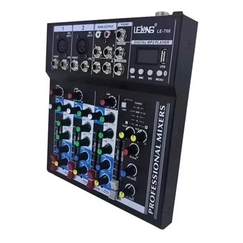 Mesa De Som 4 Canais Bluetooth Mixer Player Usb Digital 708