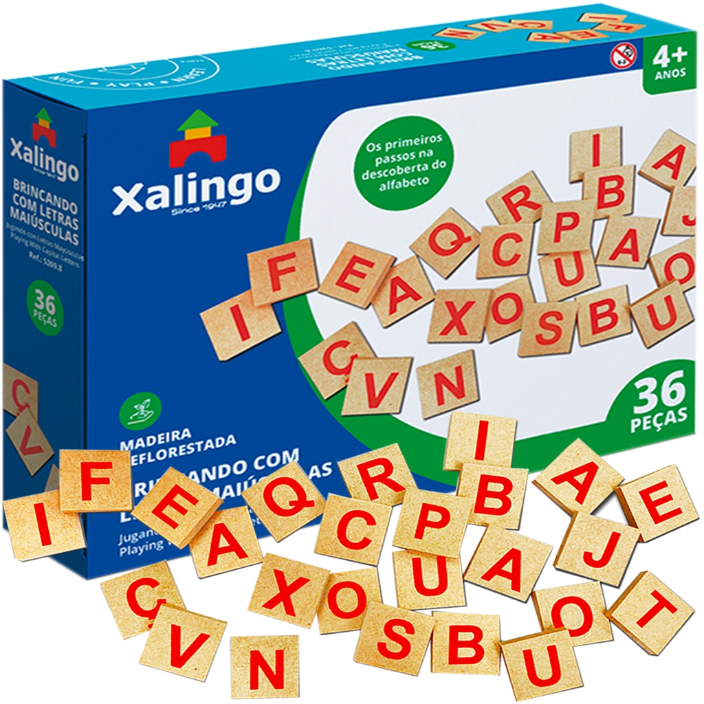 Brinquedo Pedagógico Em Madeira Brincando Com As Letras Alfabeto - Qualidade Xalingo