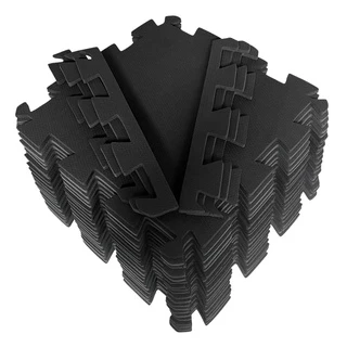 Kit 20 Tapetes Tatames EVA 50x50 1cm - Preto Econômico