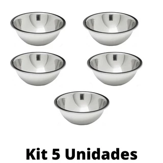 Kit Com 5 Tigelas De Inox Bowl Multifuncional 750ml