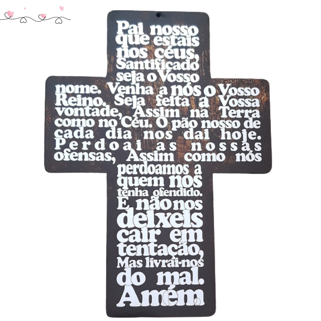 Placa Oração Pai Nosso Formato Cruz Mdf Adesivado Parede | Shopee Brasil