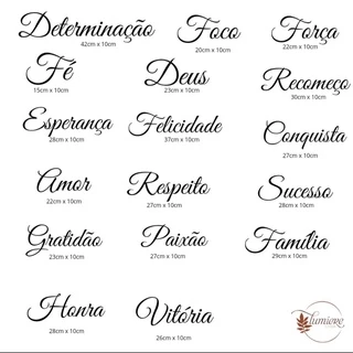 Kit Palavra decorativa em MDF 3mm PRETO para parede, Amor, Família, Gratidão. 10 UNIDADES