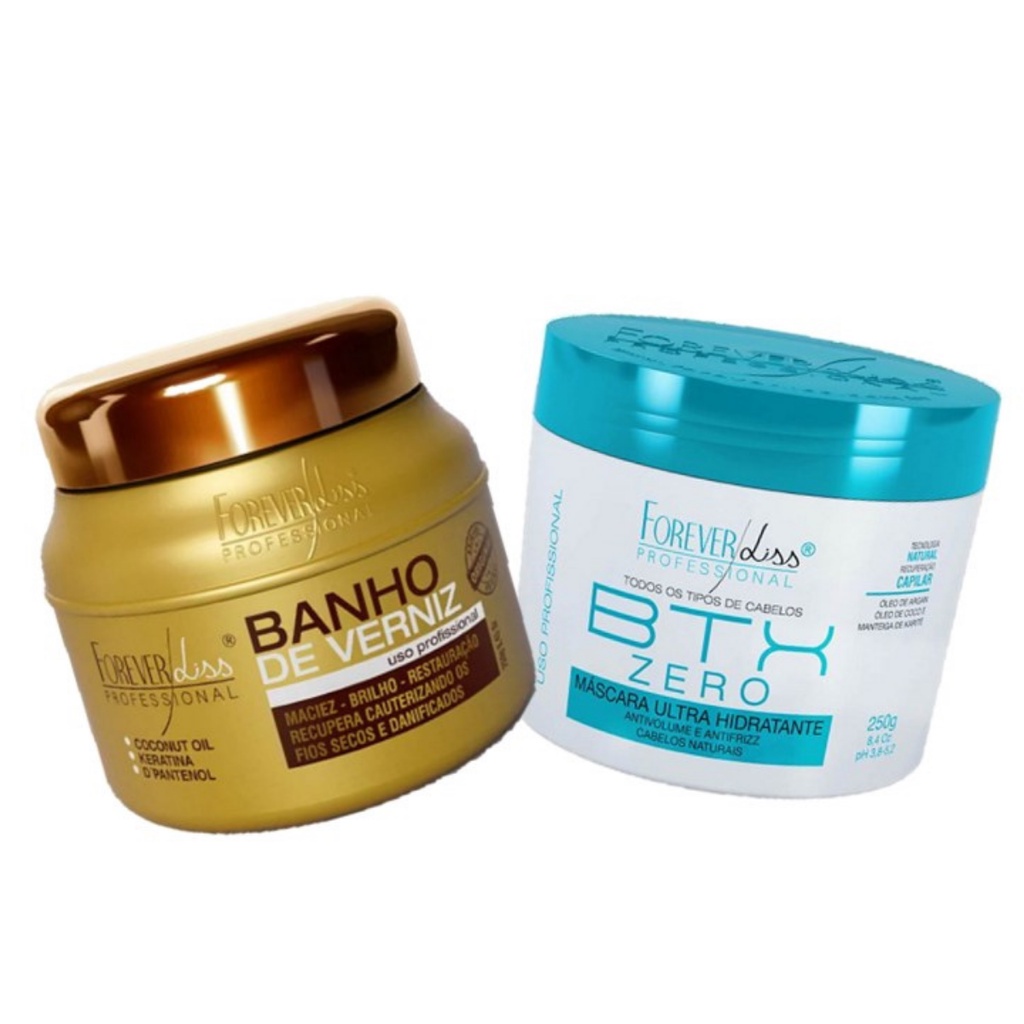 Banho de Verniz Forever Liss 250g. Cabelo Brilhante + Botox Forever Liss. Botox Sem Formol 250g