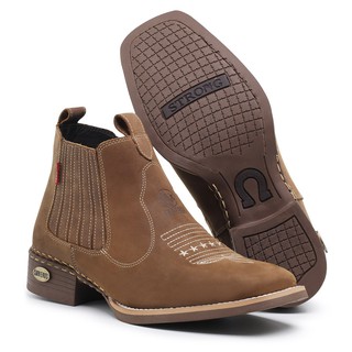 Bota Masculina e Feminina 100% Couro Areia Texana Country Unissex Super Confortável Alta Qualidade