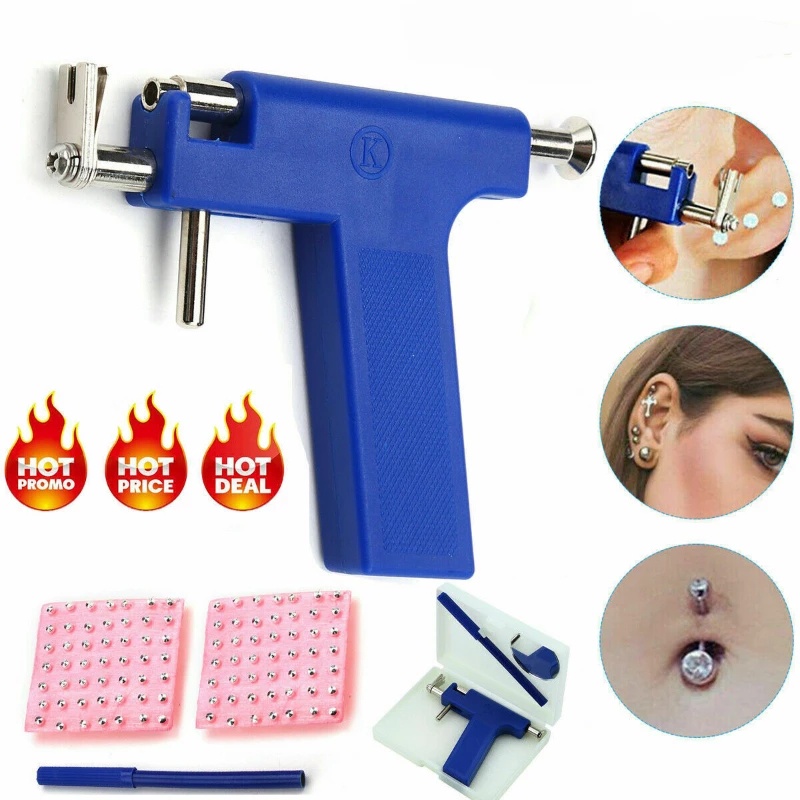 Pistola P/ Furar Orelha Nariz C/ 98Brincos Sem Infecção E Dor. brinde ...