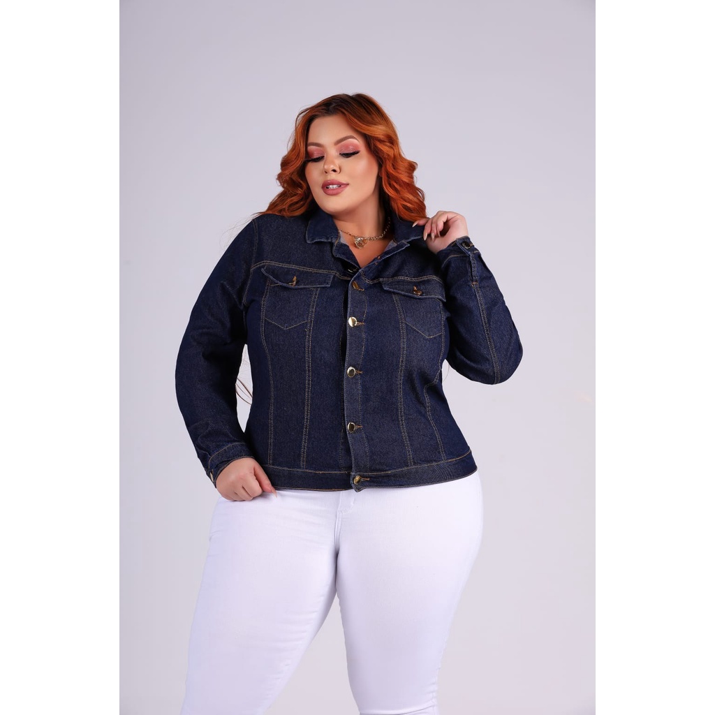 Jaqueta jeans feminina com 2024 strech