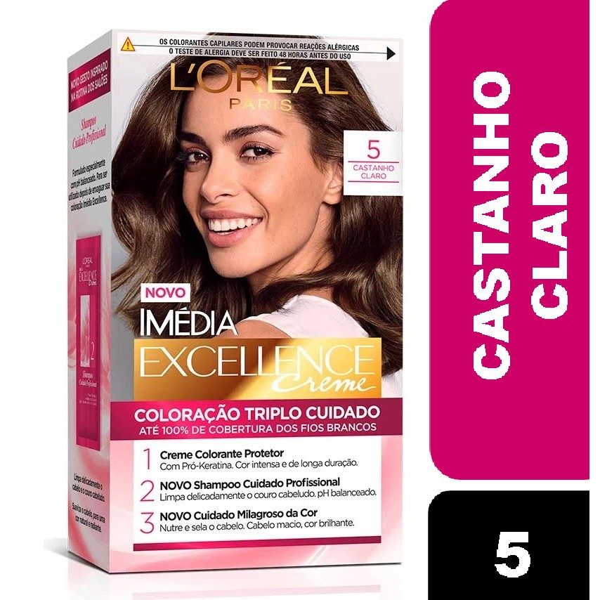 Coloração Imédia Excellence L'oreal Creme 5 Castanho Claro | Shopee Brasil