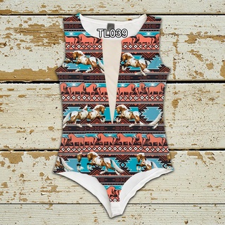 Body Feminino Regata Simbolos Etnicos Listrado Cavalos TL039