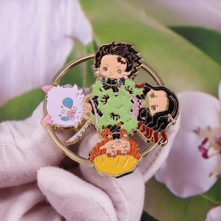 Kimetsu No Yaiba Pino De Esmalte Caçador De Demônios + Nezuko Kamado  Furioso + Oni Anime Girl Cute Badge