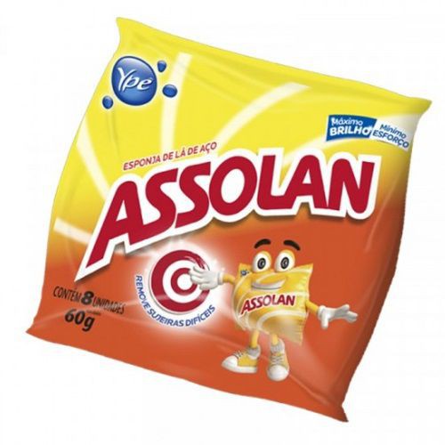 Esponja lã de aço - Assolan 60g | Shopee Brasil