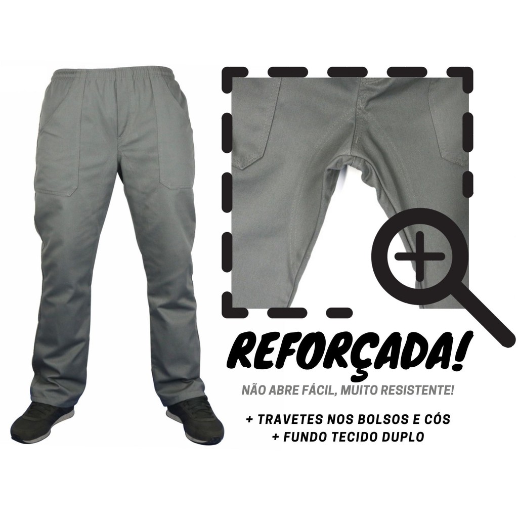 CALÇA Brim Pesado Reforçada! SEM REFLETIVO Cargo Profissional Cinza Preta uniforme Empresa Serviço