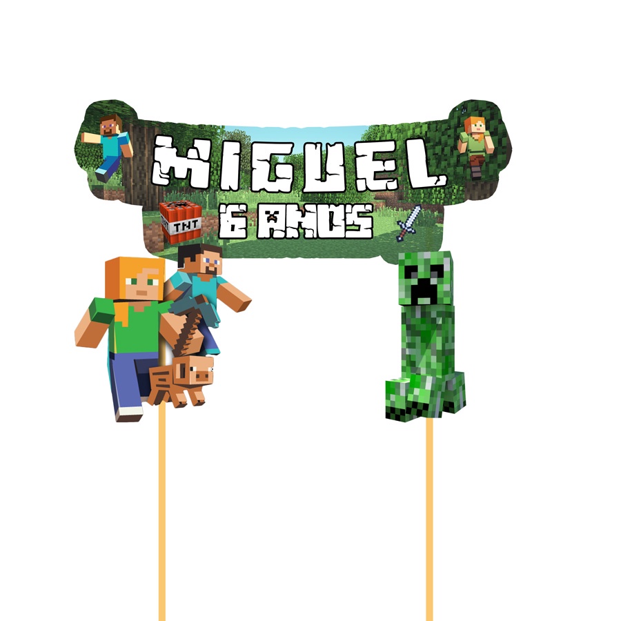 topper bolo minecraft em Promoção na Shopee Brasil 2023